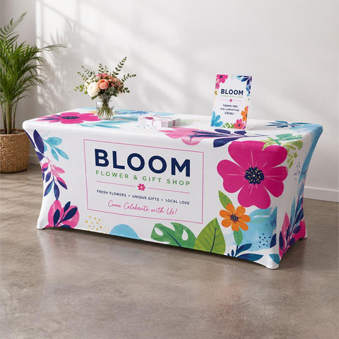 custom tablecloth with logo stretch 